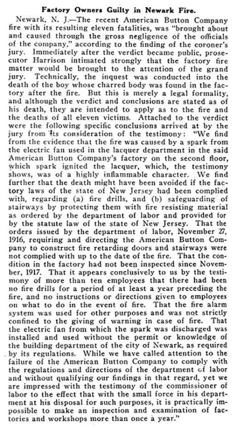 Factory Owners Guilty in Newark Fire
1918 Municipal Journal
From Alberto Valdes
