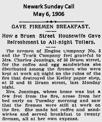 Gave Firemen Breakfast
May 6, 1906
