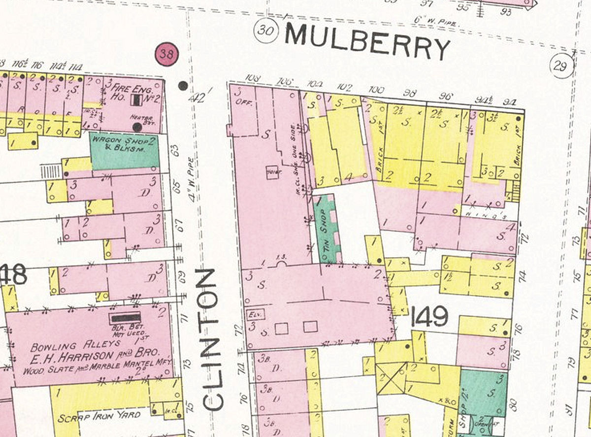 1892 Map
Corner of Mulberry & Clinton Streets
