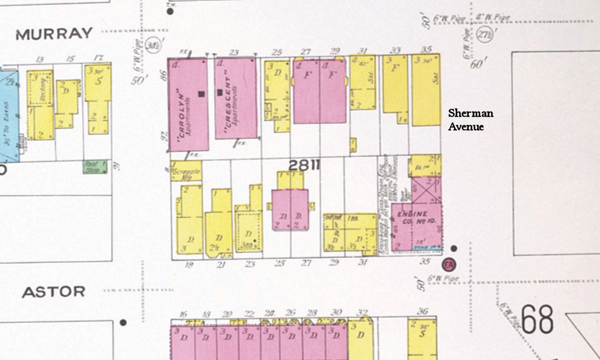 1908 Map
35 Astor Street & Sherman Avenue 
