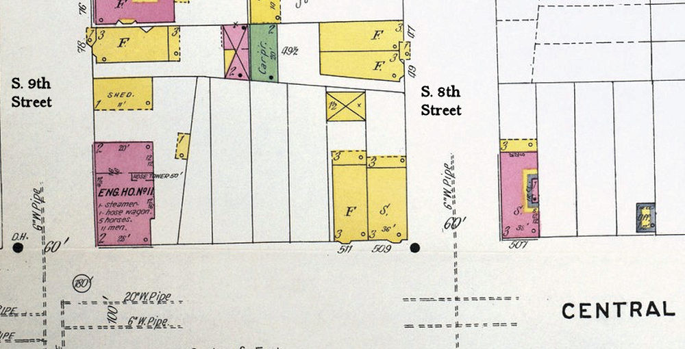 1908 Map
523 Central Avenue & Ninth Street
