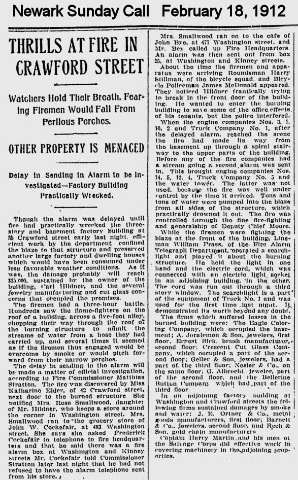 Thrills at Fire in Crawford Street
1912
