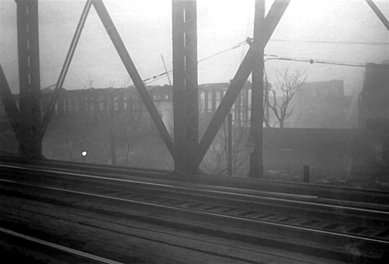 Market Street Fire from the RR bridge over Ferry Street. 
Photo from Joemal
