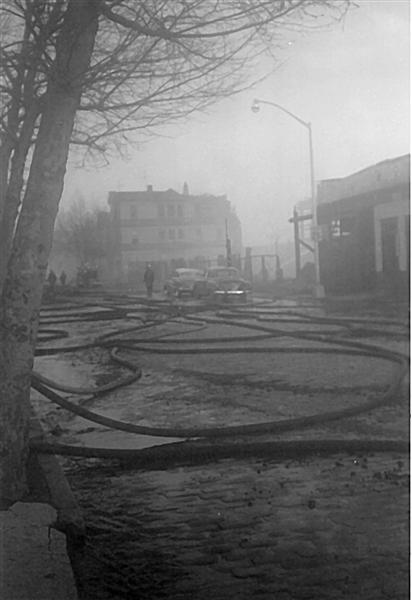 Market Street Fire photo from Filmore street Side. On right is where the fire started next to RR station on Ferry Street. 
Photo from Joemal
