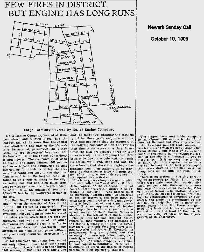 Few Fires in District, But Engine has Long Runs
October 10, 1909
