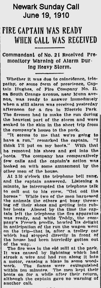 Fire Captain Was Ready when Call was Received
June 19, 1910
