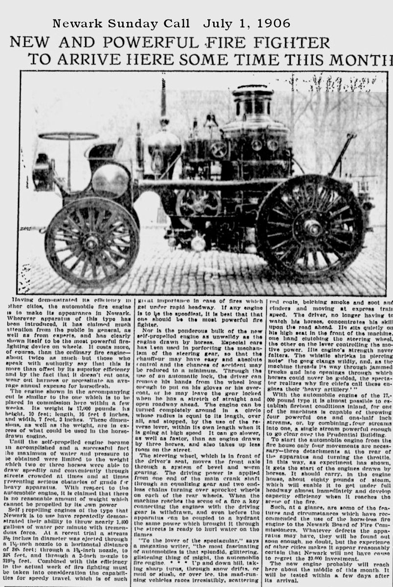 New and Powerful Fire Fighter to Arrive Here Some Time this Month
July 1, 1906
