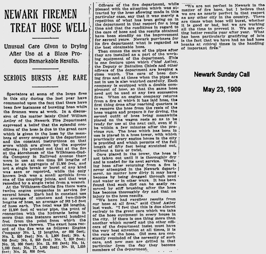 Newark Firemen Treat Hose Well
May 23, 1909
