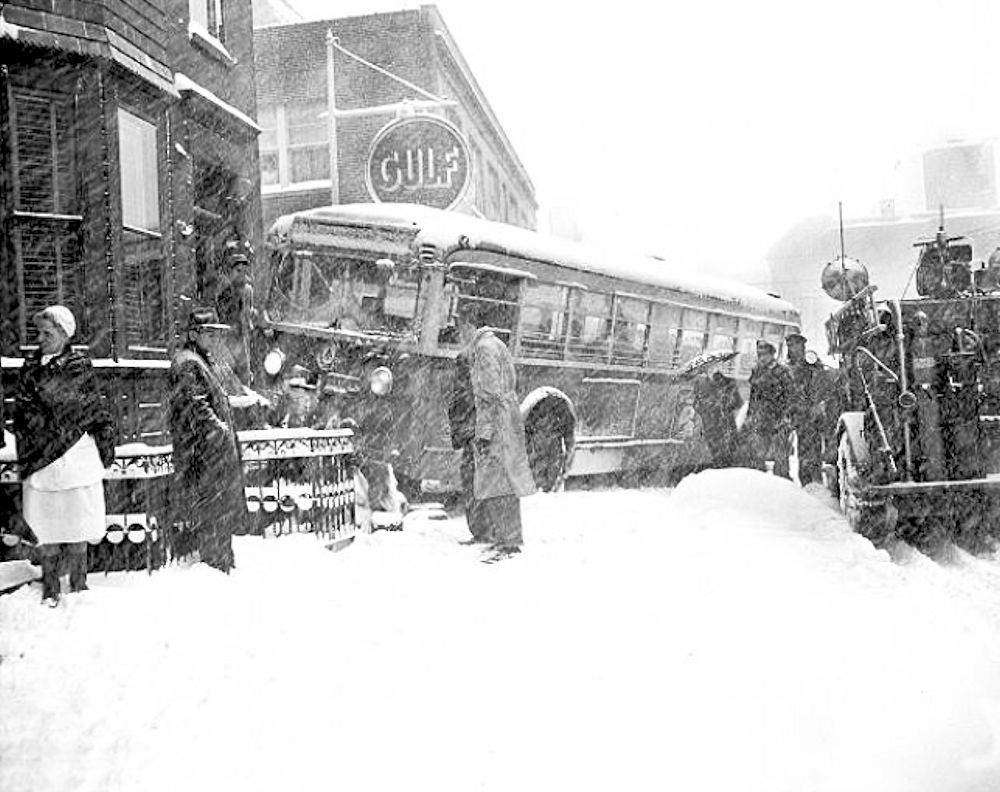 Bus Crash on Central Avenue
Bus rests against house on Central Avenue in Newark, N.J. after Eugene Balanger, driver of the Public Service vehicle, swerved to avoid hitting an automobile. 

Photo by J Petrella/NY Daily News
