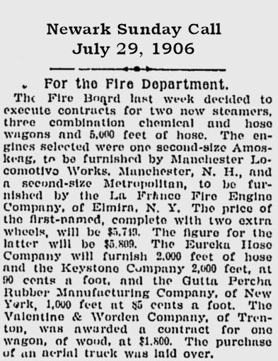 For the Fire Department
July 29, 1906
