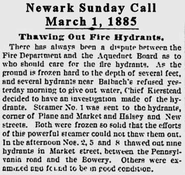 Thawing Out Fire Hydrants
March 1, 1885
