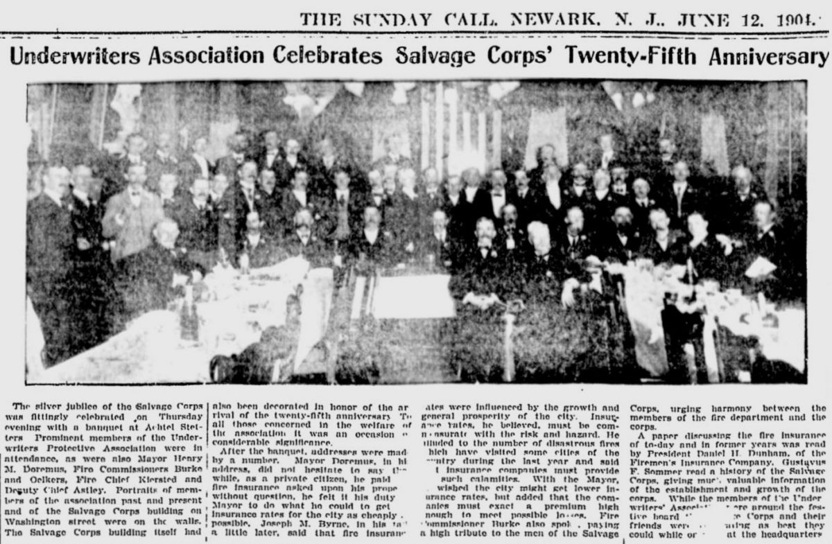 Underwriters Association Celebrates Salvage Corps' Twenty-Fifth Anniversary
June 12, 1904
