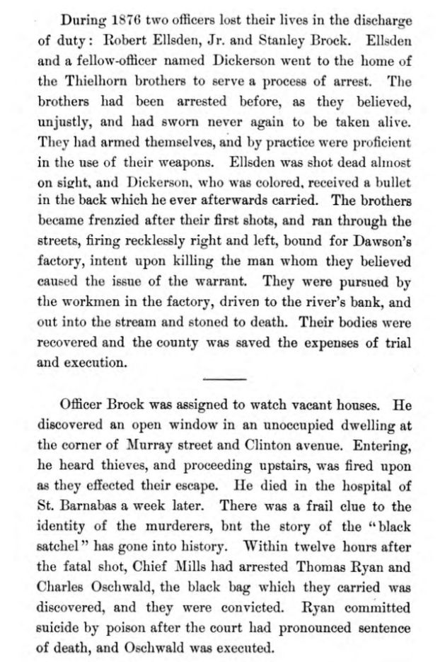 1876 Thielhorn Brothers, Thomas Ryan & Charles Oschwald
History of the Police Department of Newark NJ 1893

