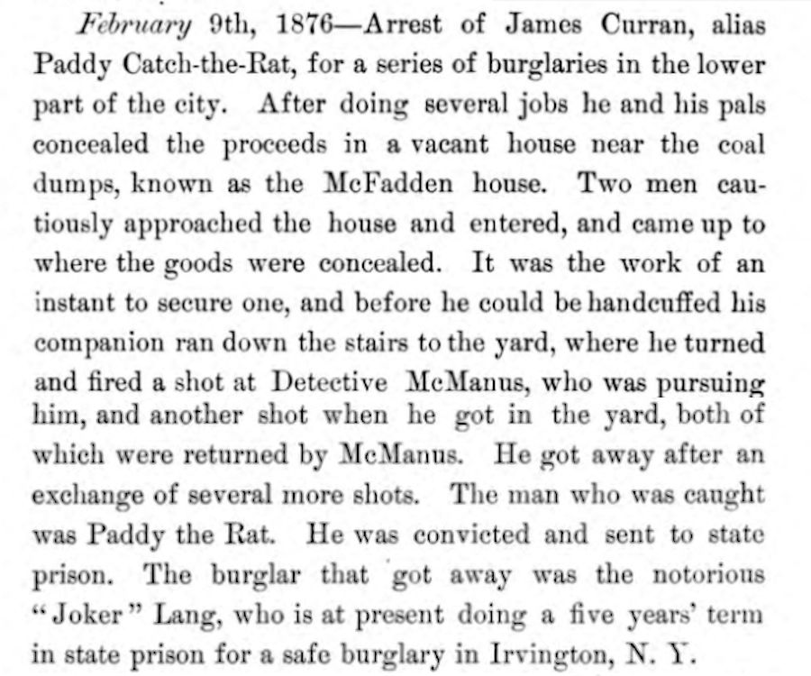 1876 James Curran - Paddy Catch-the-Rat
History of the Police Department of Newark NJ 1893
