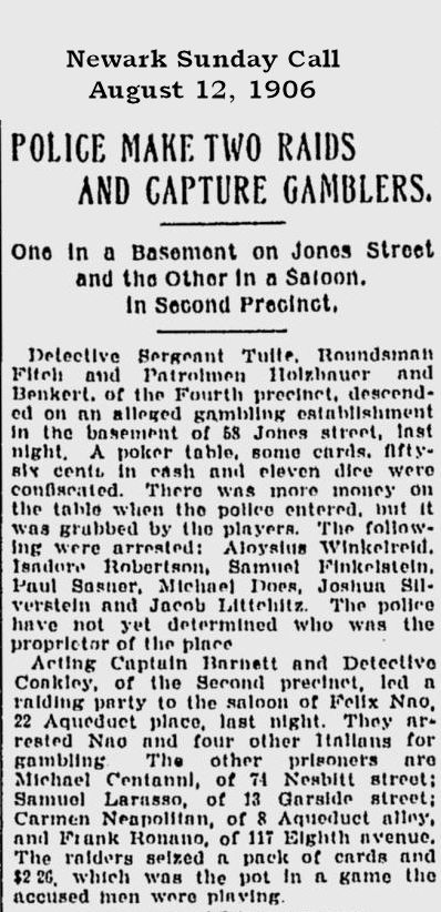 Police Make Two Raids and Capture Gamblers
August 12, 1906
