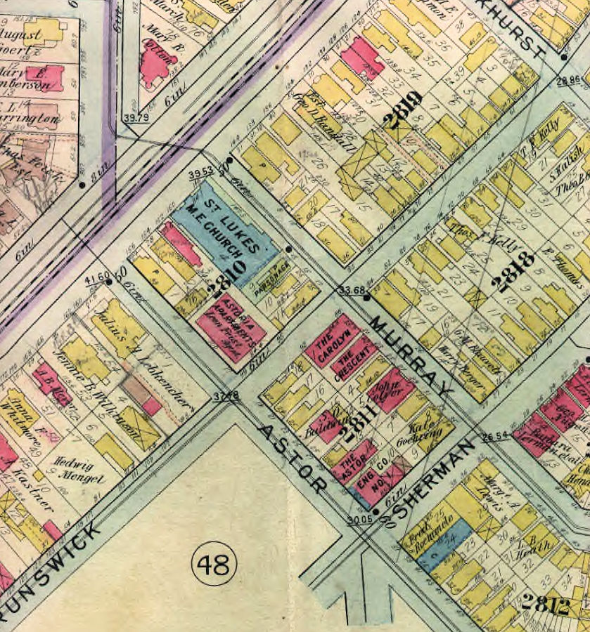 1912 Map
35 Astor Street & Sherman Avenue 
