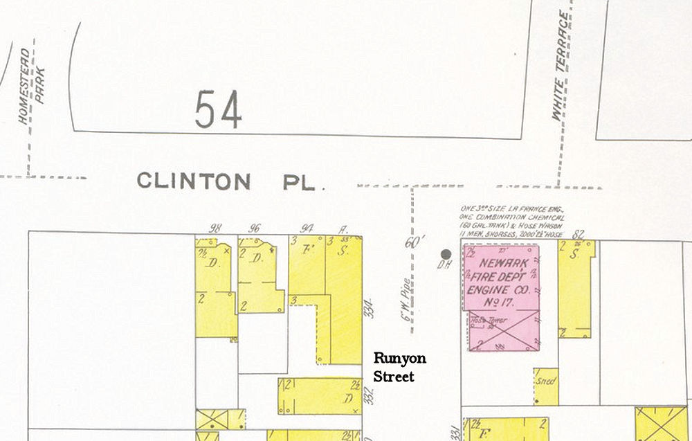 1909 Map
Clinton Place & Runyon Street
