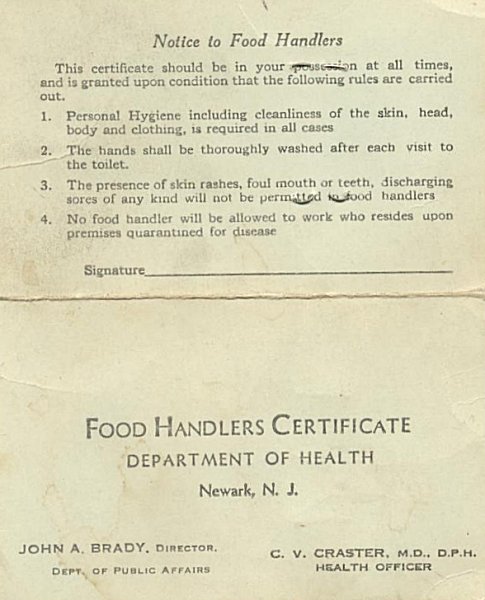Food Handlers Certificate for June McCarthy 02
Image from Bob Certo

